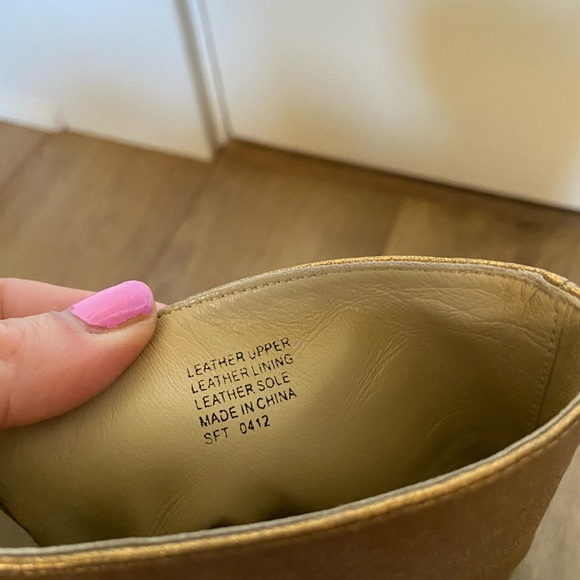 Gold Brian Atwood platform ankle booties - Picture 6 of 8